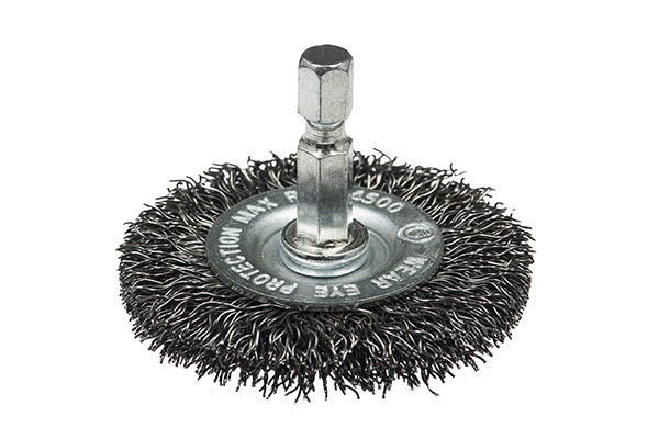 Щетка чашечная, гофрированная для дрелей № 115 ПрофОснастка Мастер 6гр хв 6.35 мм D50 мм RPM 4500 S 0,3