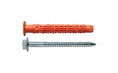 Универсальный фасадный дюбель Mungo с бортиком со стопорным шурупом с прессшайбой (оцинк. сталь)  MQLK-STB